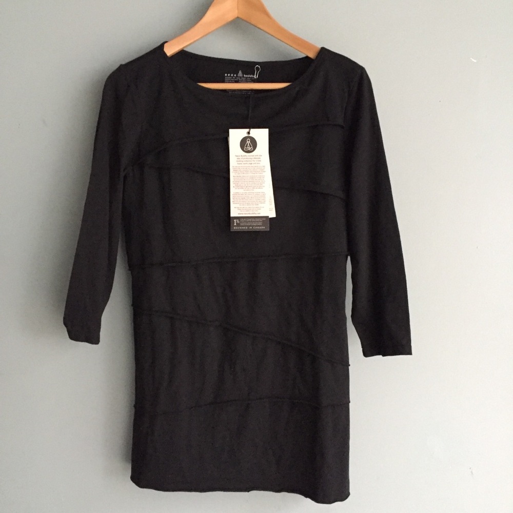 NWT Neon Buddha knit top black large ruffle tiered